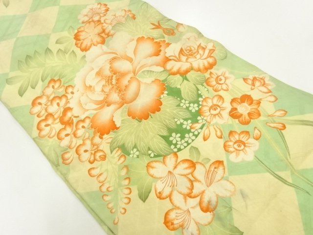 アンティーク　花籠模様昼夜帯(材料)